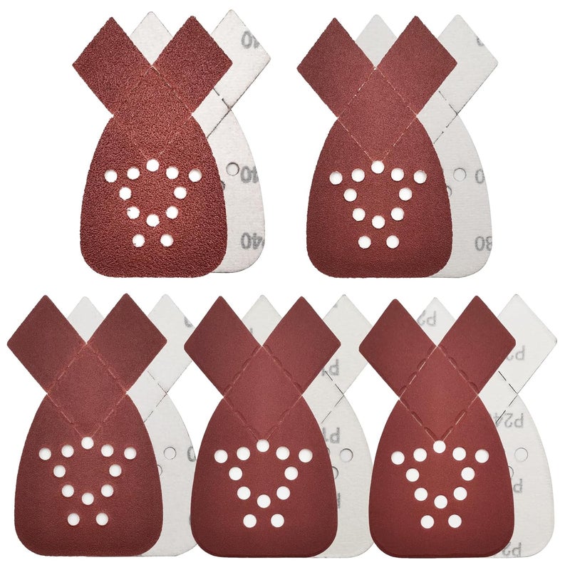 MFBJXC 50PCS Mouse Sander Sandpaper with Extra 2 Tips for Replacement Detail Sander Sanding Pads 12 Holes Hook and Loop Black and Decker Mouse Sander Pads - Image 1